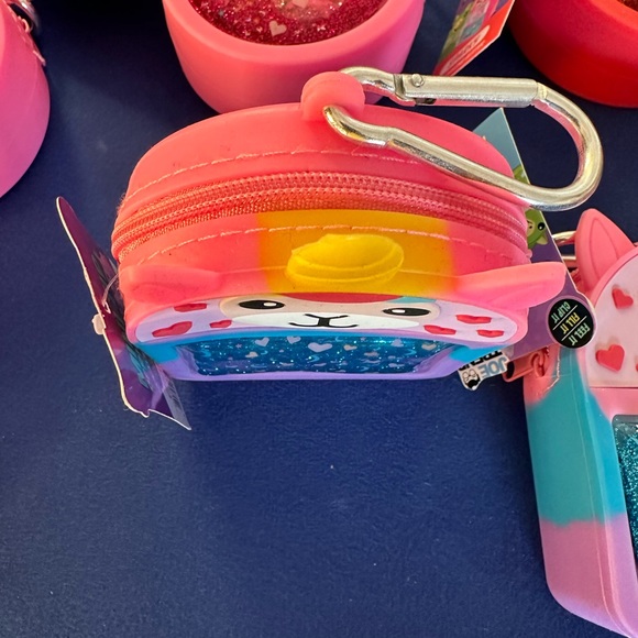 12pc Joe Trend Mini Zip Liquid Floating Glitter Zipper purse w backpack clips - Picture 6 of 12